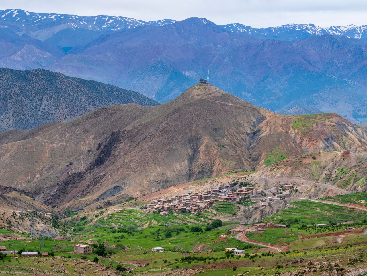 Atlas Mountains above a traditional village