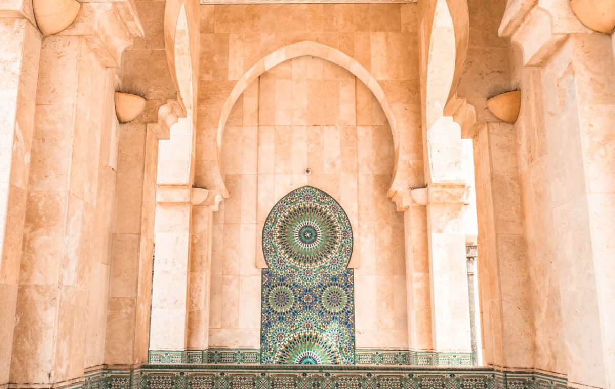 Arch decorated with Moroccan mosaic in Casablanca