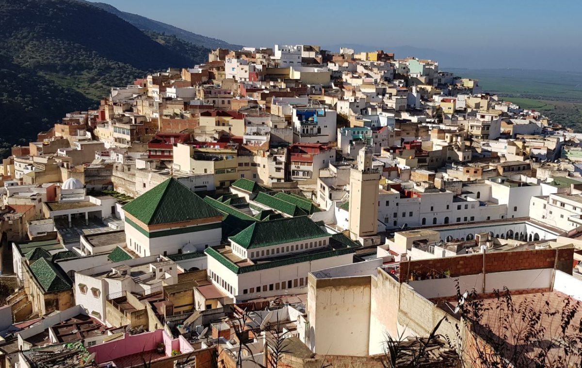 Houses of Tangier on the hillside seen from above